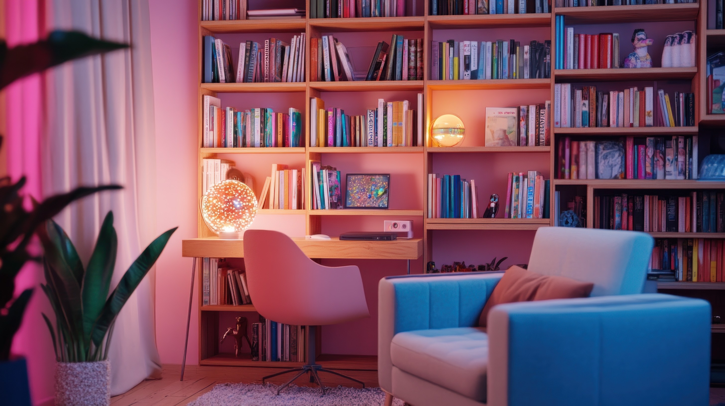 Pink Colored Book Shelf