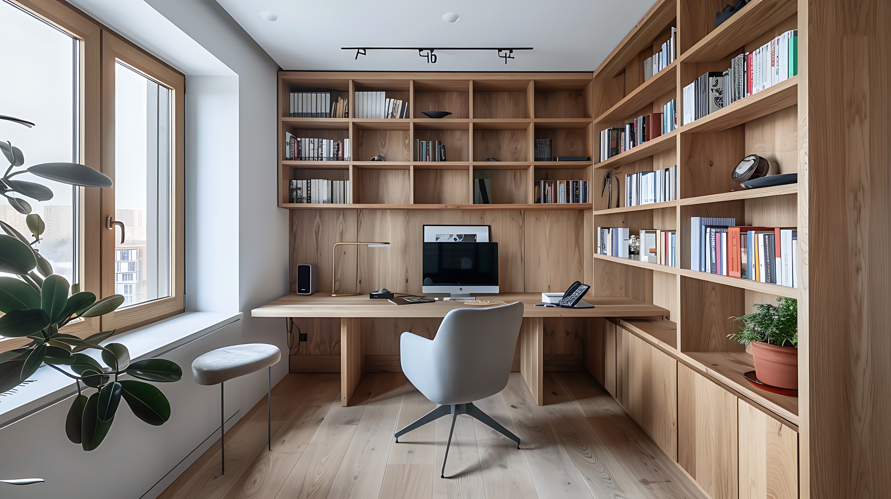 Study Table with Built-in Shelves