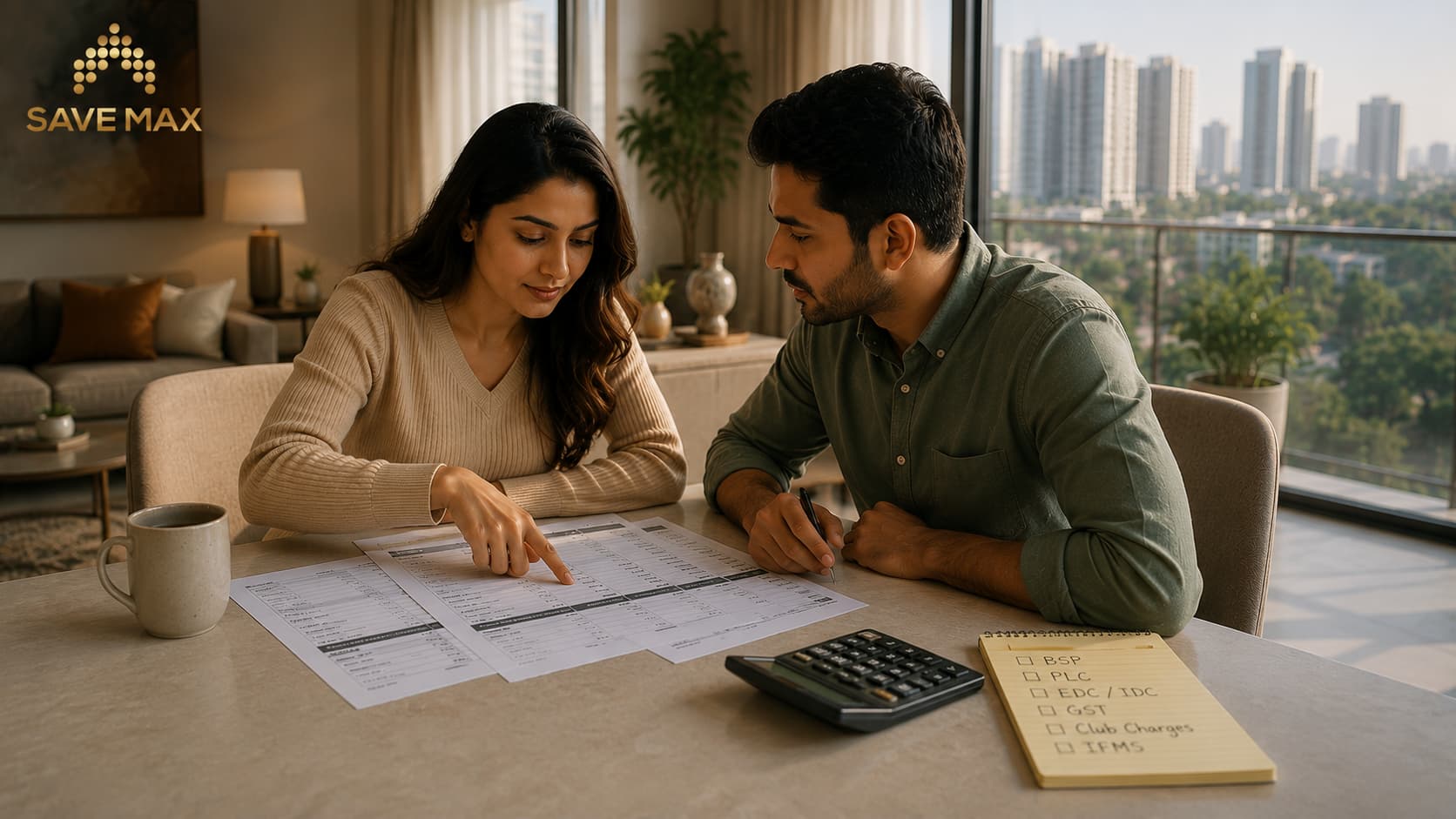 Couple looking at documents