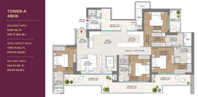 Adani The Marq 4 BHK floor plan 3295 sq ft premium