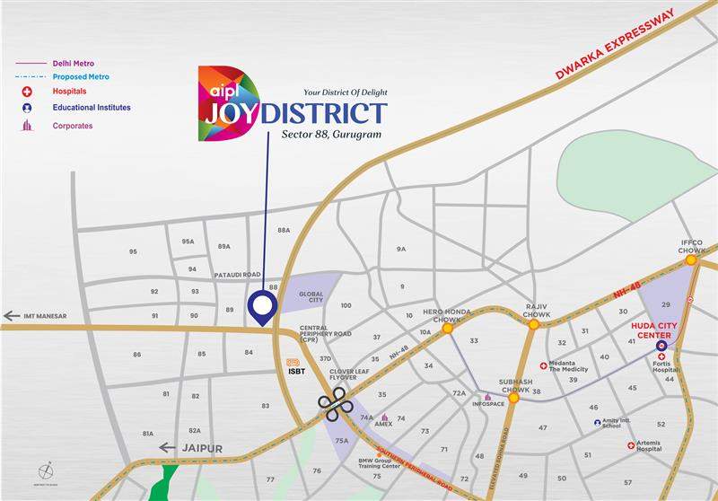AIPL Joy District Sector 88 Location Map