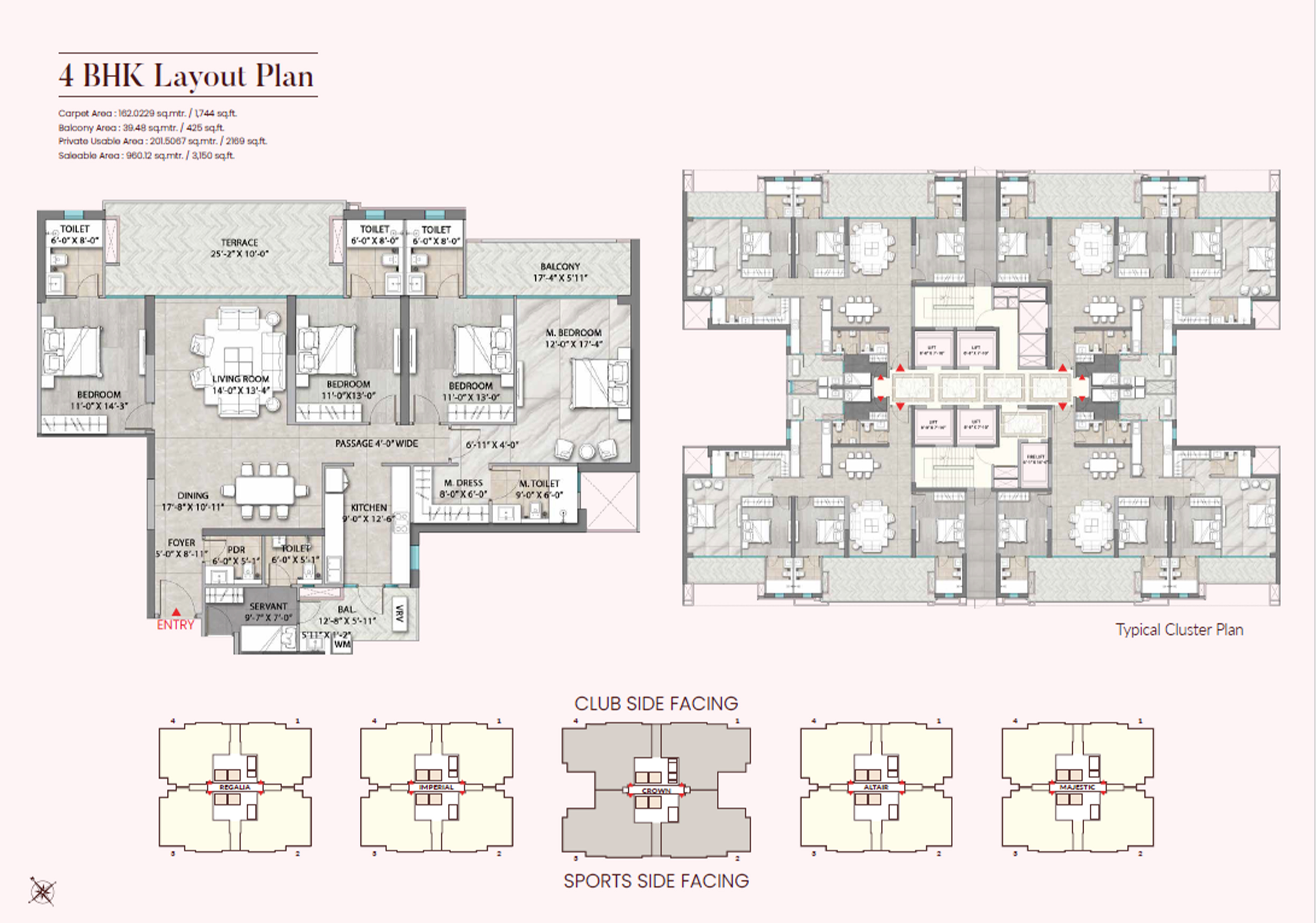 Sobha Crescent luxury apartments 4 BHK Floor Plan Golf Course Extension Road