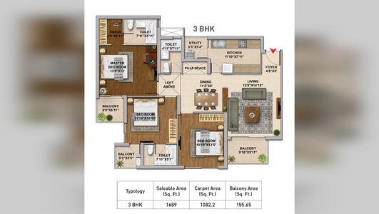 Hero Homes 3 BHK Plus